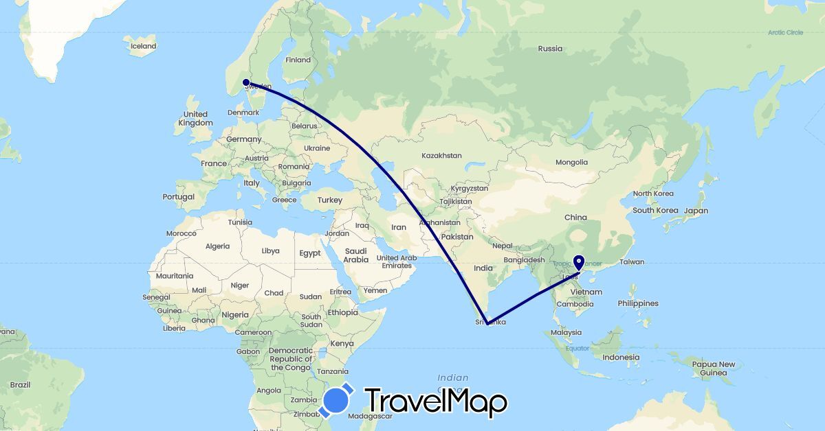 TravelMap itinerary: driving in Sri Lanka, Norway, Vietnam (Asia, Europe)